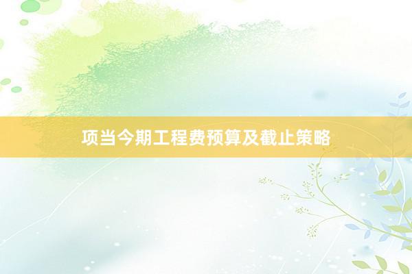 项当今期工程费预算及截止策略